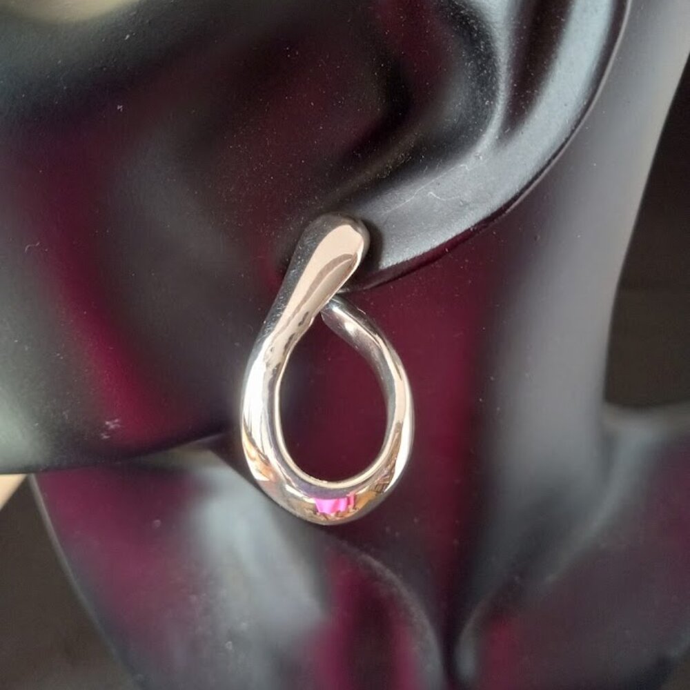 Contemporary Designer Inspired 925 Sterling Silver Hoop/Wrap Earrings